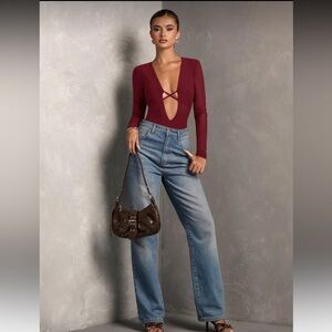 SHEIN Deep Red Long Sleeve Top